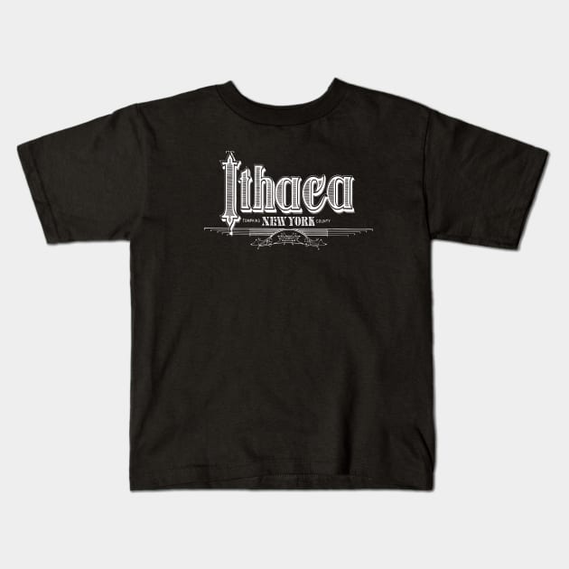 Vintage Ithaca, NY Kids T-Shirt by DonDota